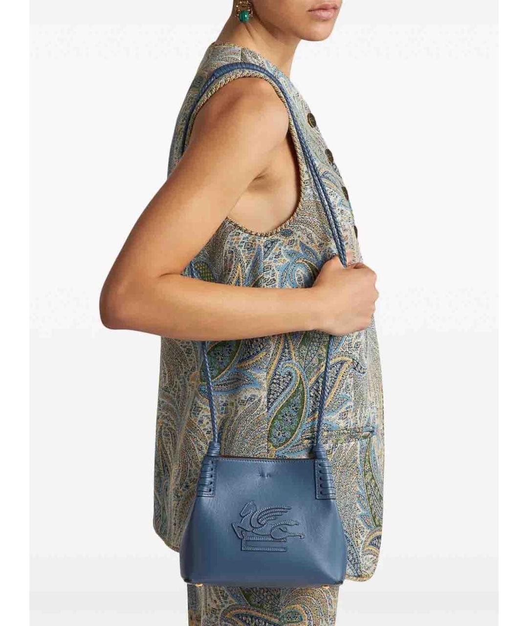 ETRO Голубая кожаная сумка тоут, фото 3