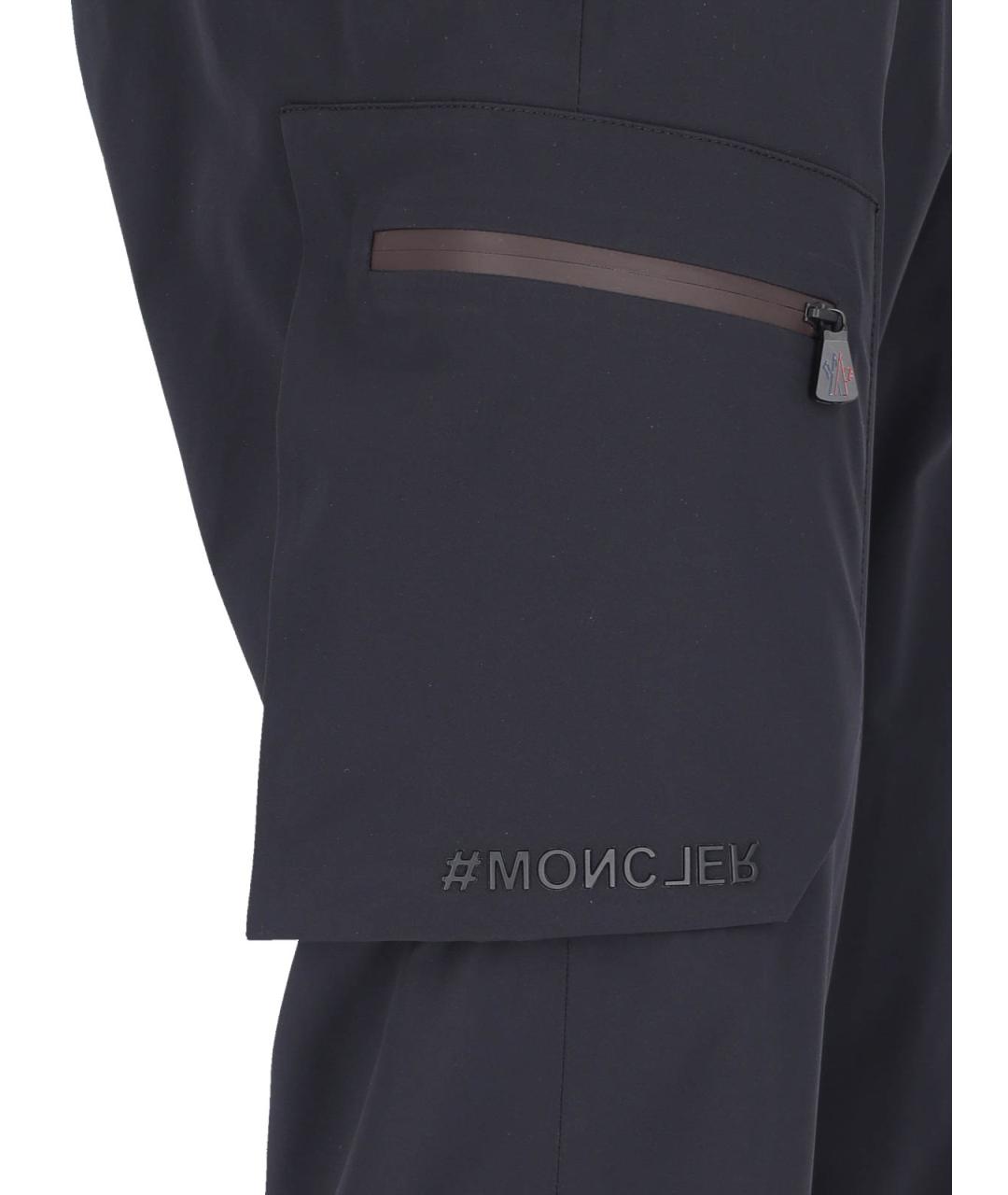 MONCLER Черные полиамидовые повседневные брюки, фото 5
