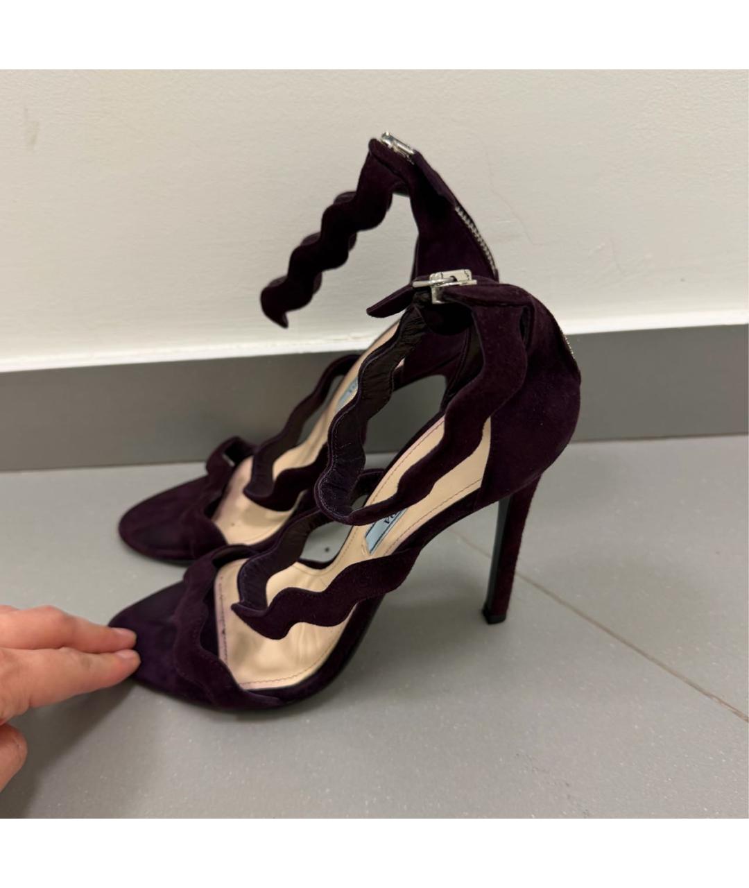 PRADA Фиолетовые замшевые босоножки, фото 3