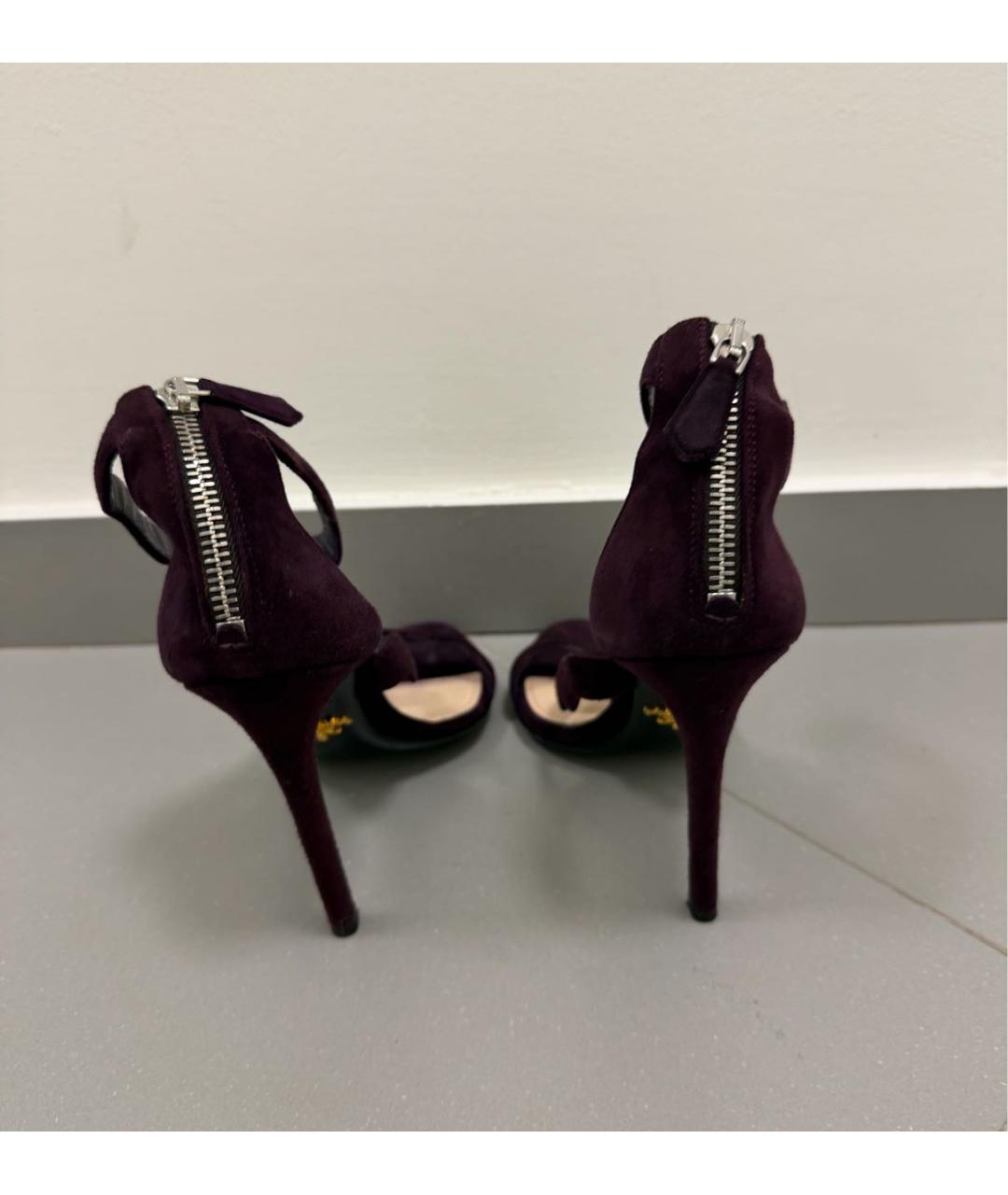 PRADA Фиолетовые замшевые босоножки, фото 4