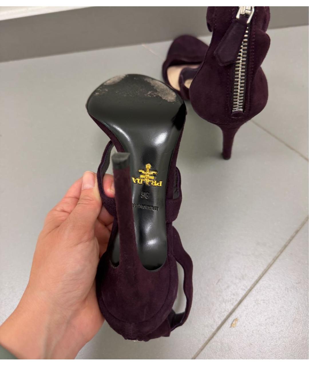 PRADA Фиолетовые замшевые босоножки, фото 6