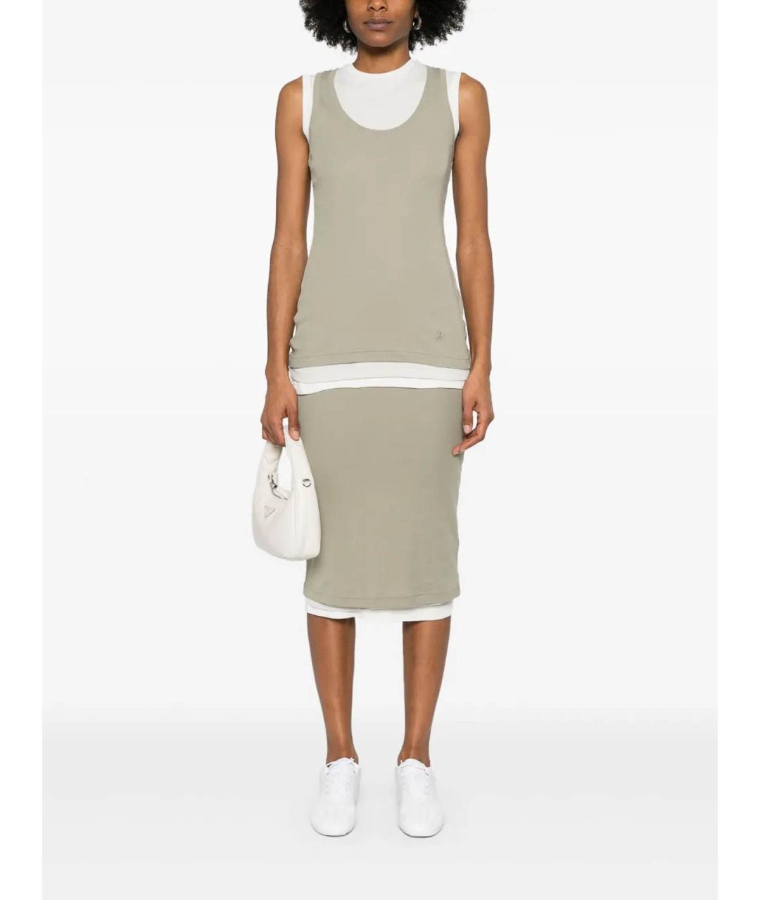 JIL SANDER Зеленая хлопковая майка, фото 3