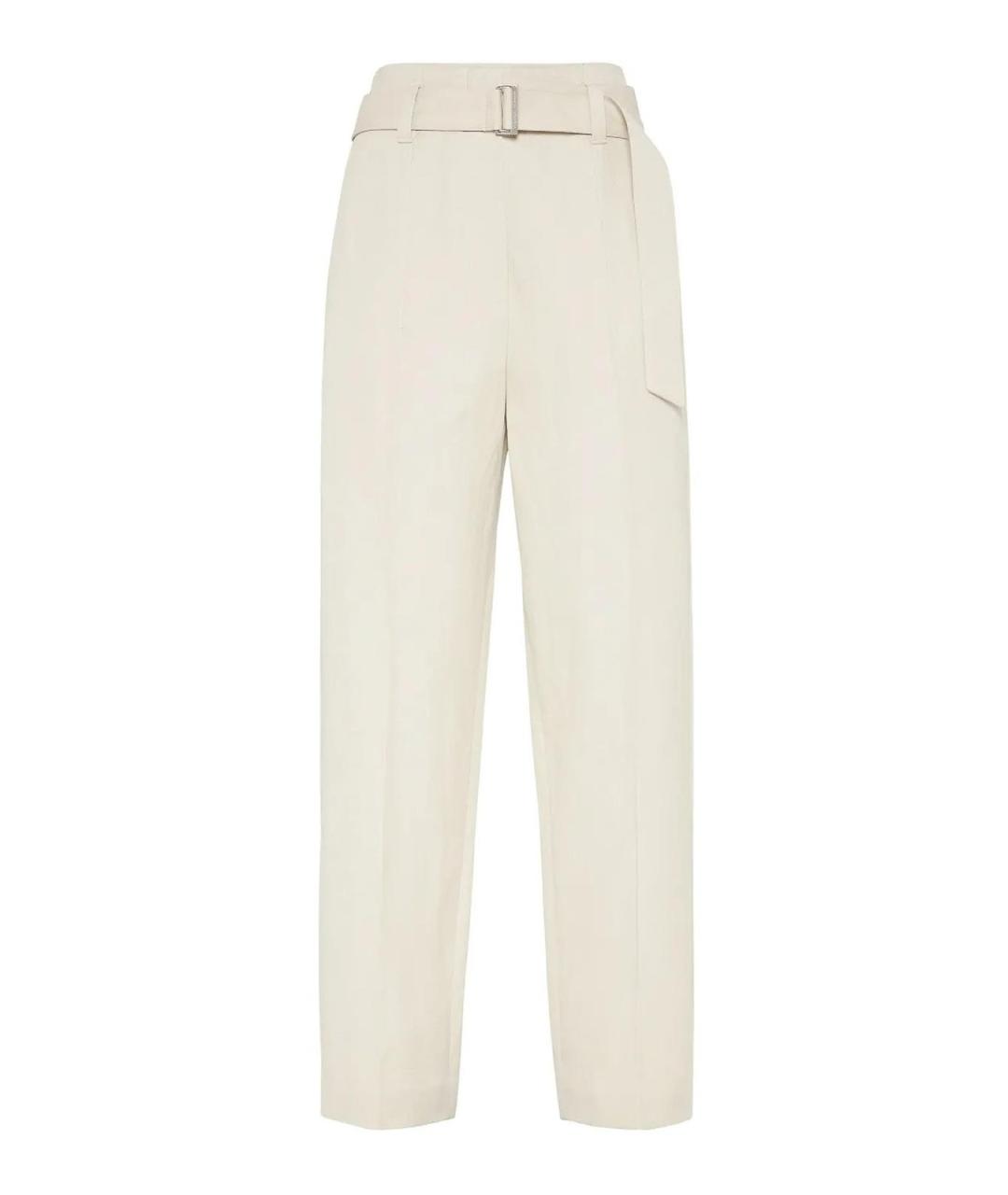 BRUNELLO CUCINELLI Бежевые хлопковые брюки широкие, фото 1