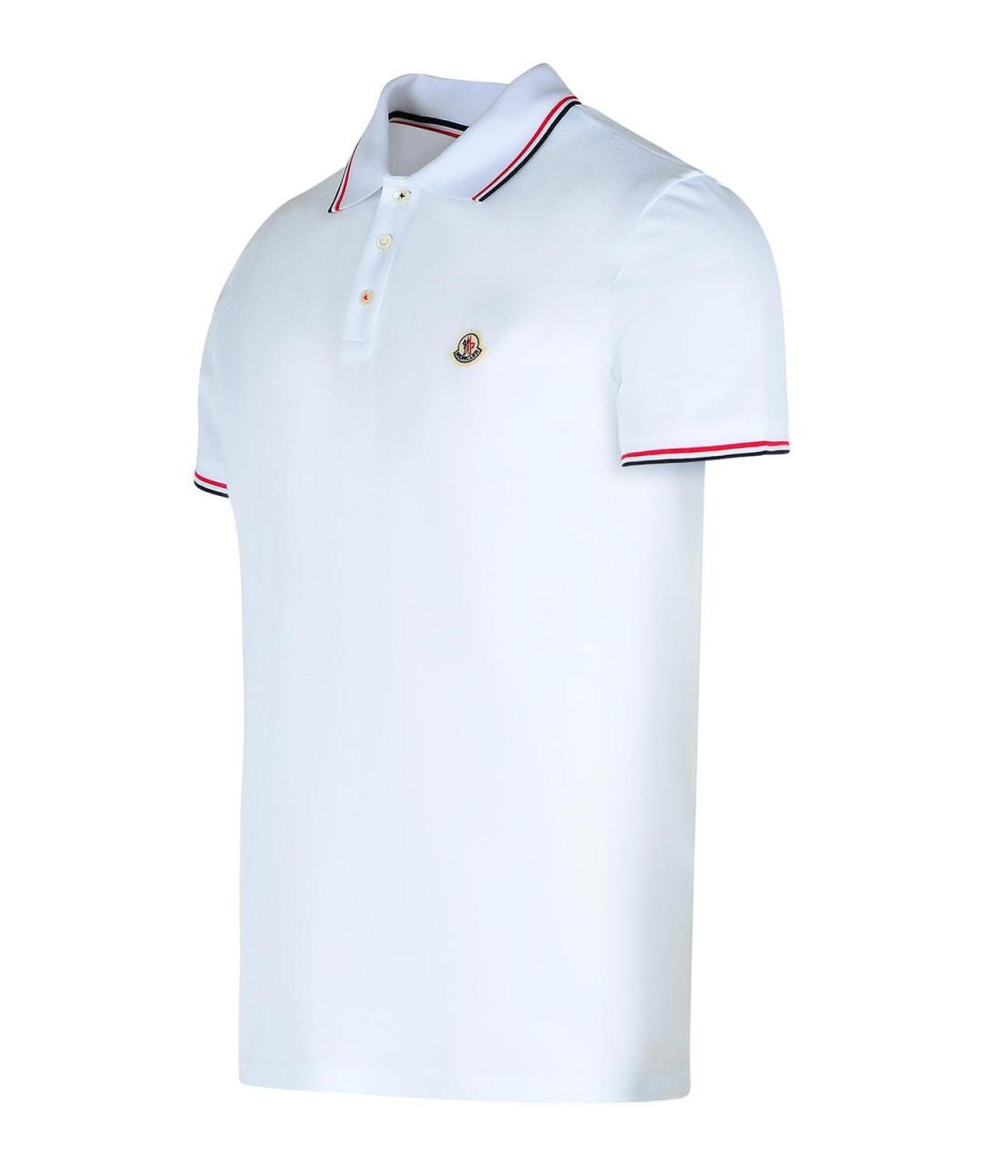 MONCLER Белое хлопковое поло с коротким рукавом, фото 3