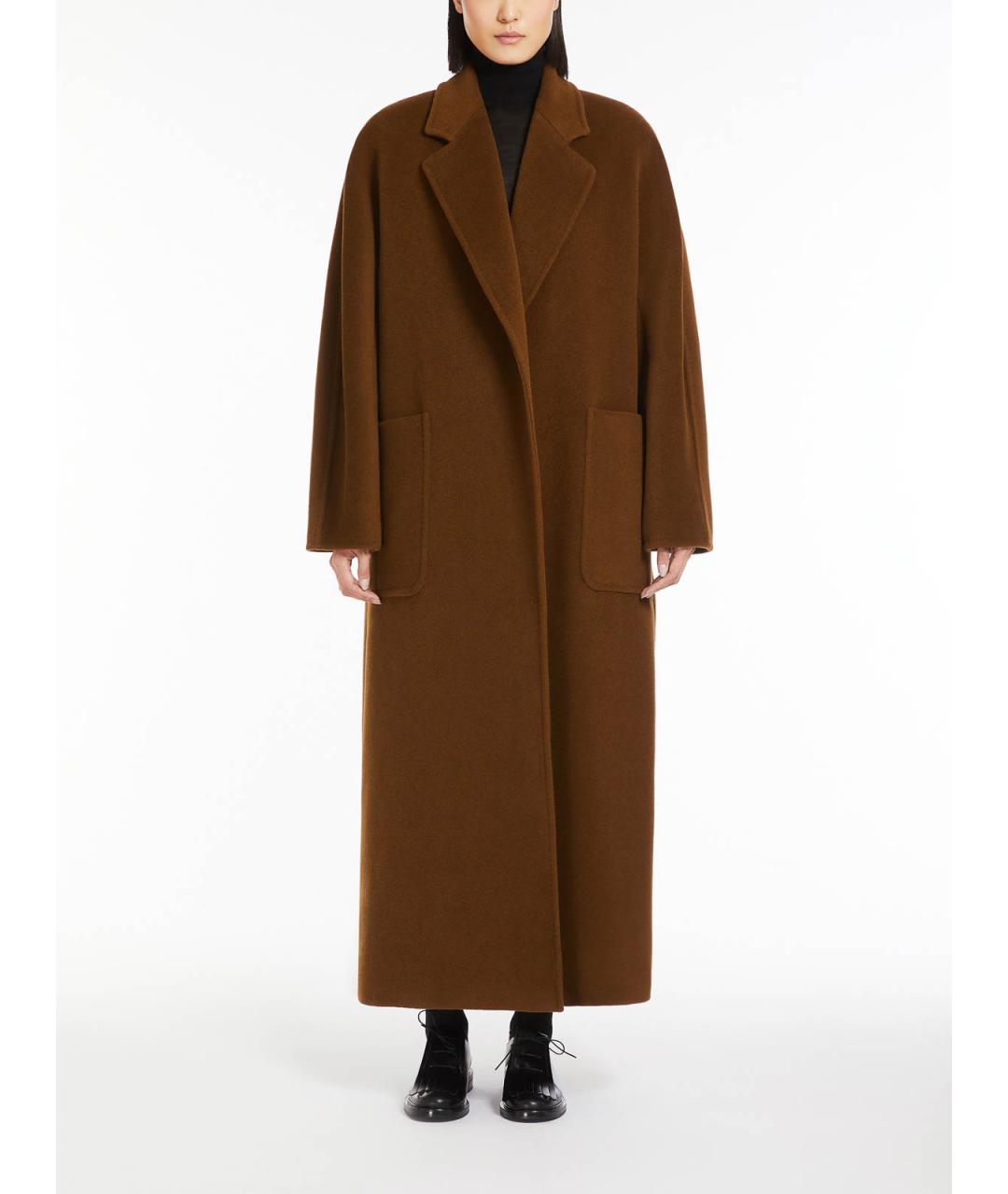 MAX MARA Коричневое шерстяное пальто, фото 3