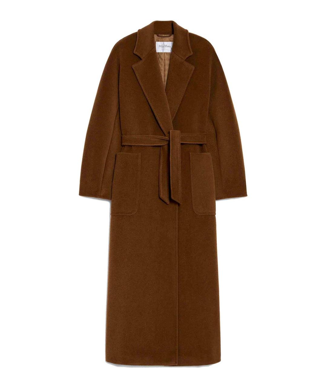 MAX MARA Коричневое шерстяное пальто, фото 1