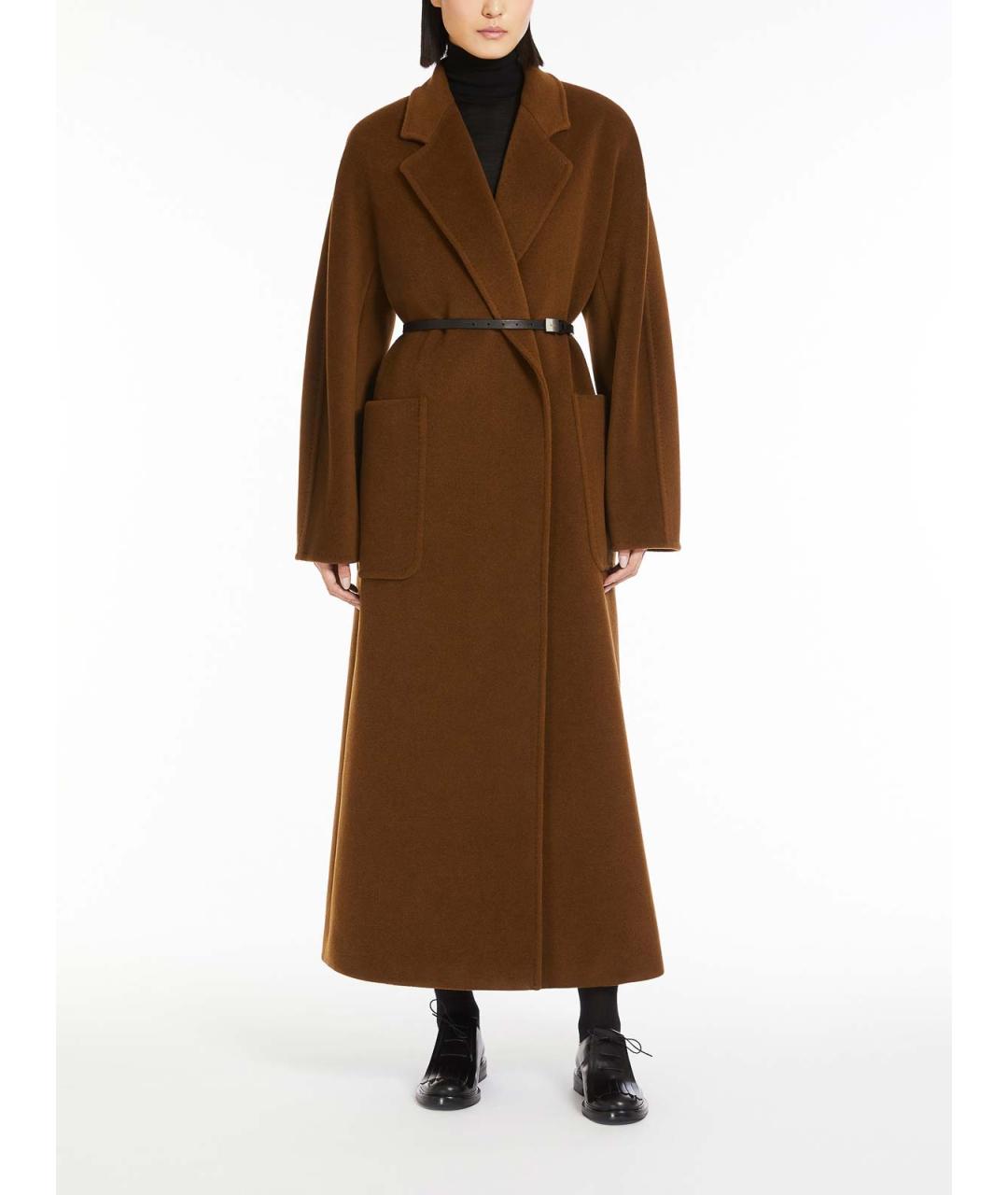 MAX MARA Коричневое шерстяное пальто, фото 2