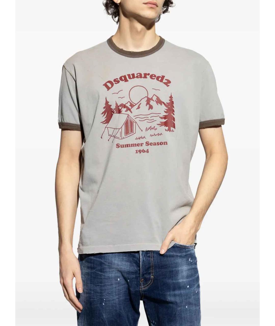 DSQUARED2 Серая хлопковая футболка, фото 3