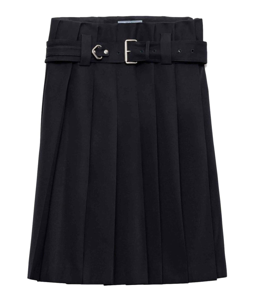 PRADA Темно-синяя шерстяная юбка миди, фото 1