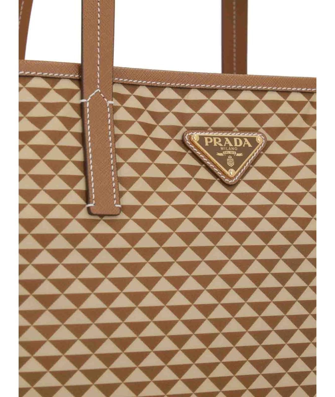 PRADA Бежевая тканевая сумка тоут, фото 4