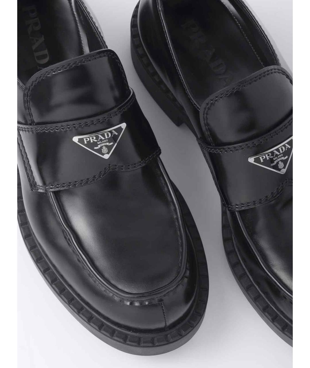PRADA Черные кожаные лоферы, фото 5