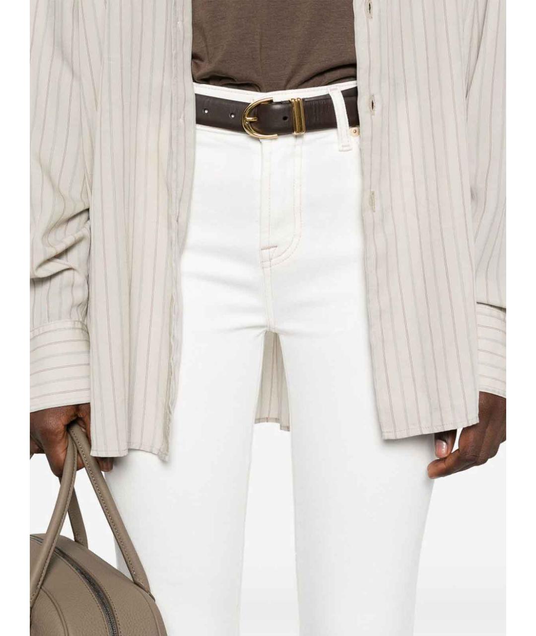 7 FOR ALL MANKIND Белые хлопковые джинсы клеш, фото 4