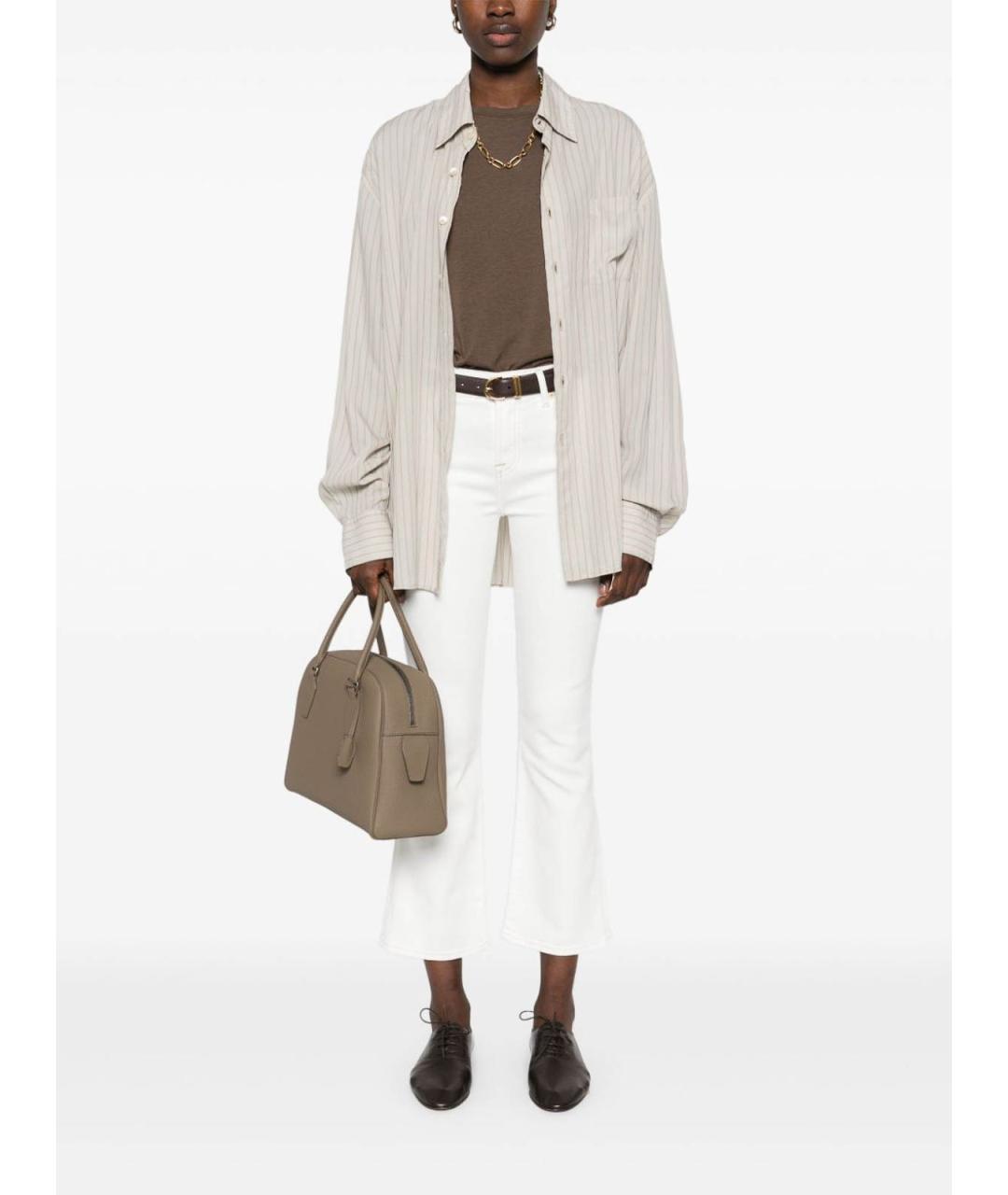 7 FOR ALL MANKIND Белые хлопковые джинсы клеш, фото 2
