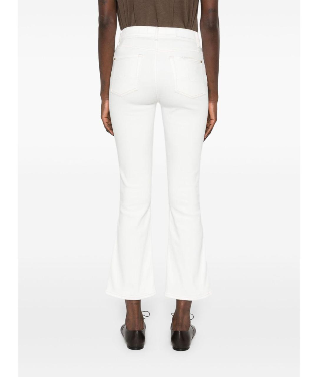7 FOR ALL MANKIND Белые хлопковые джинсы клеш, фото 5