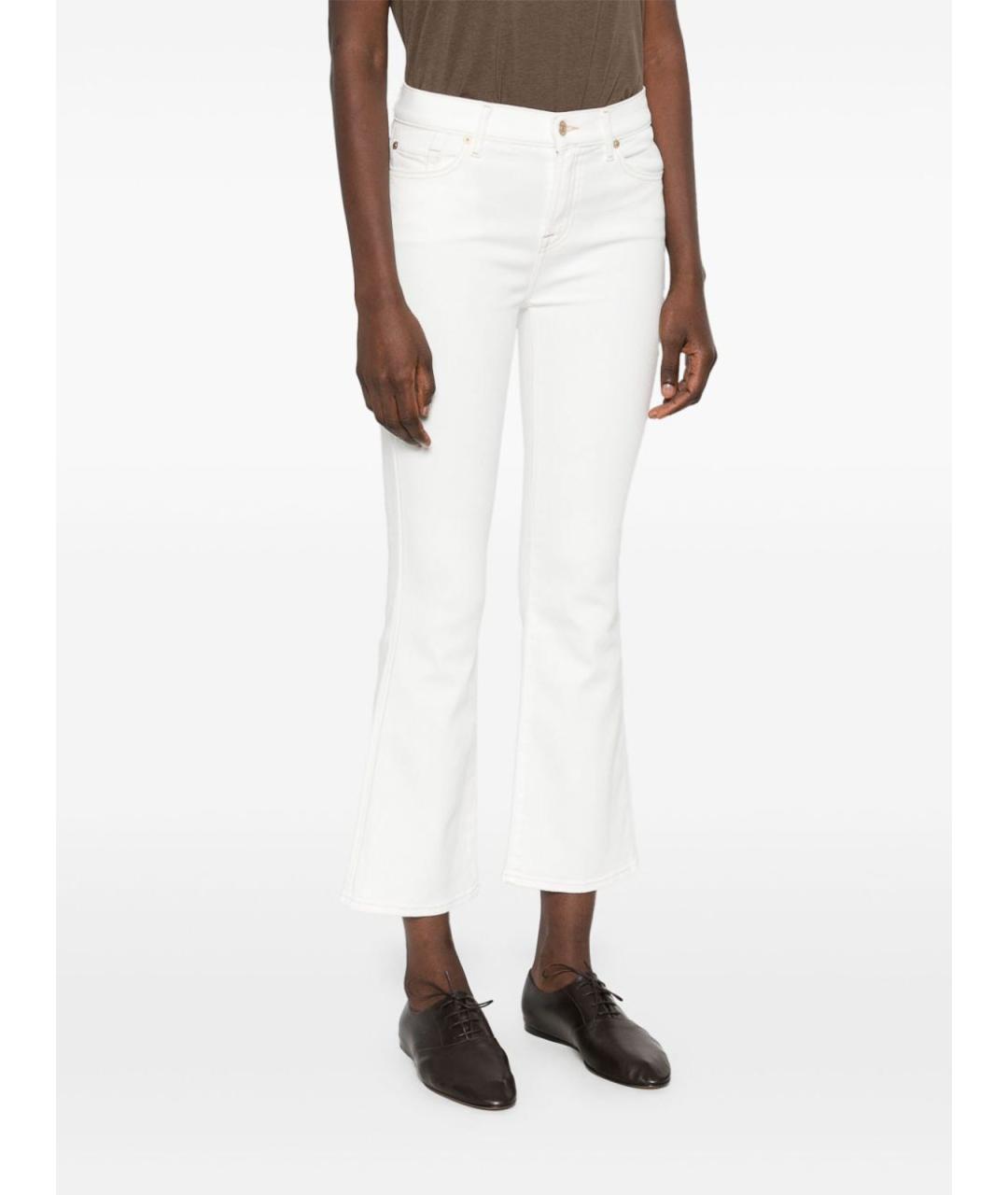 7 FOR ALL MANKIND Белые хлопковые джинсы клеш, фото 3