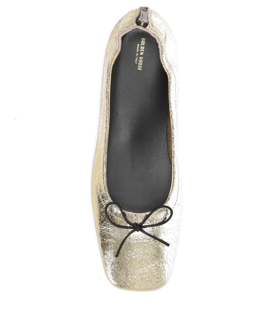 GOLDEN GOOSE DELUXE BRAND Золотые кожаные балетки, фото 3