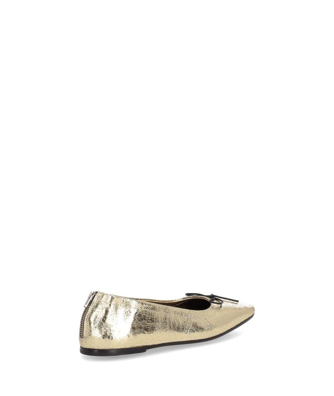 GOLDEN GOOSE DELUXE BRAND Золотые кожаные балетки, фото 2