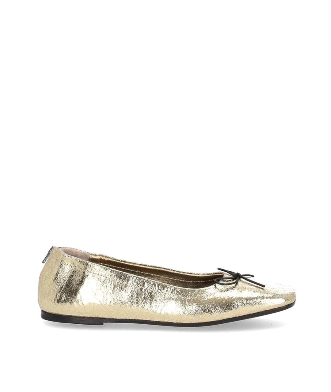 GOLDEN GOOSE DELUXE BRAND Золотые кожаные балетки, фото 1