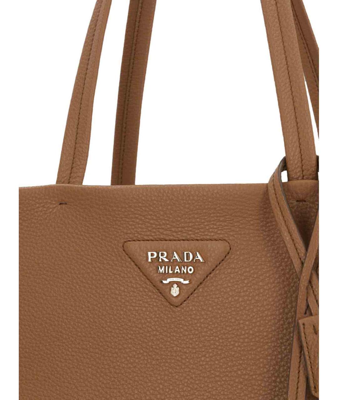 PRADA Бежевая кожаная сумка тоут, фото 4
