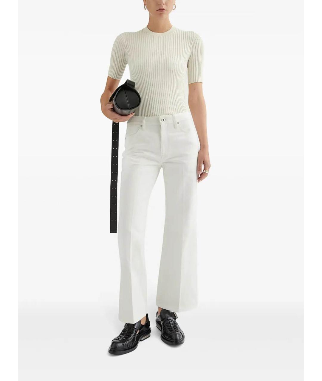 JIL SANDER Белые хлопковые джинсы клеш, фото 2