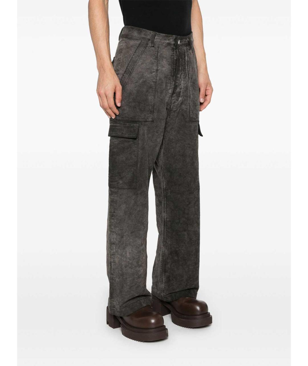 RICK OWENS Серые хлопковые повседневные брюки, фото 3