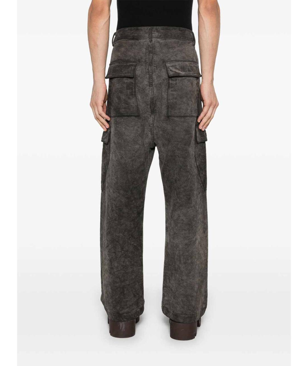 RICK OWENS Серые хлопковые повседневные брюки, фото 4