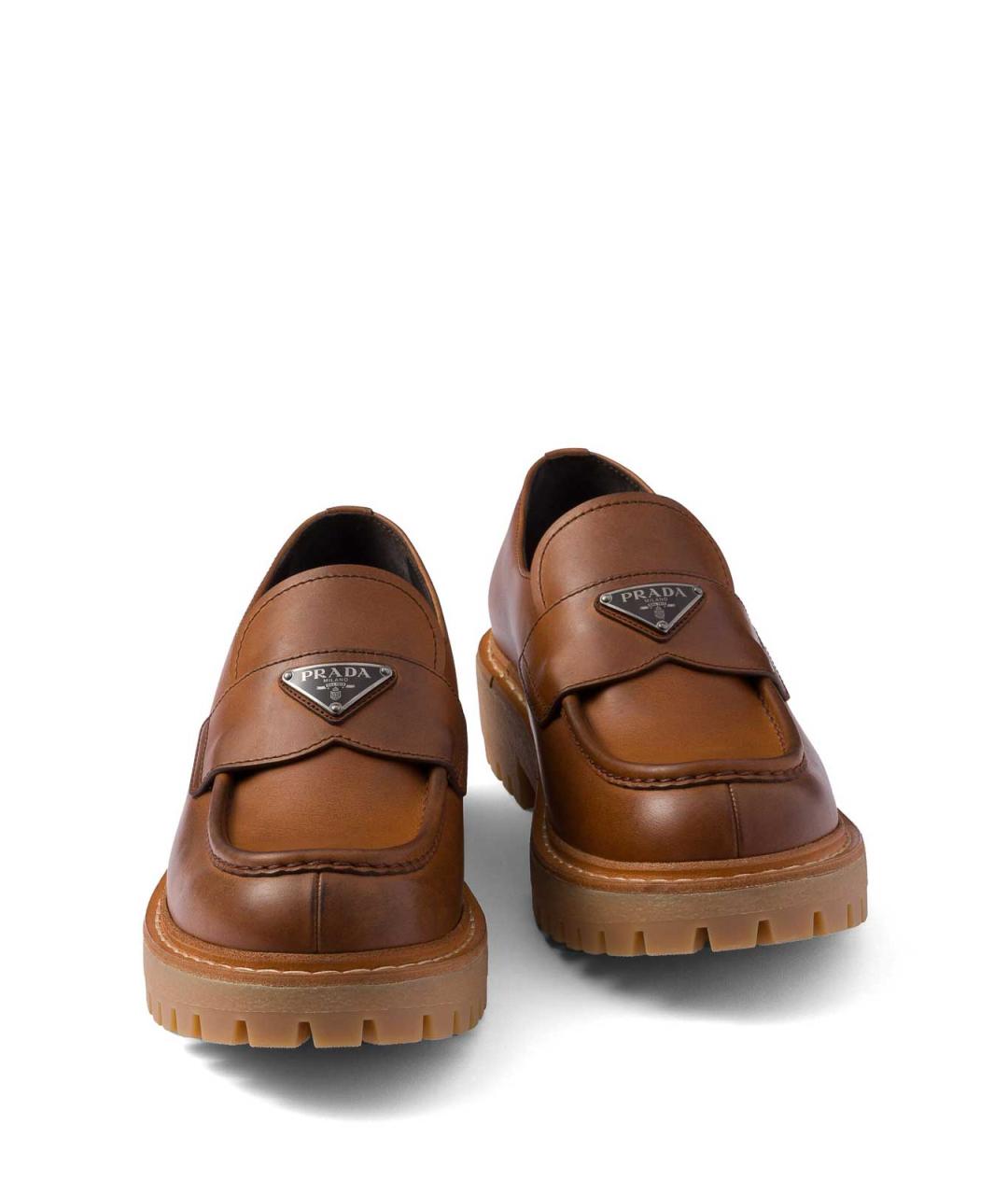 PRADA Коричневые кожаные лоферы, фото 5