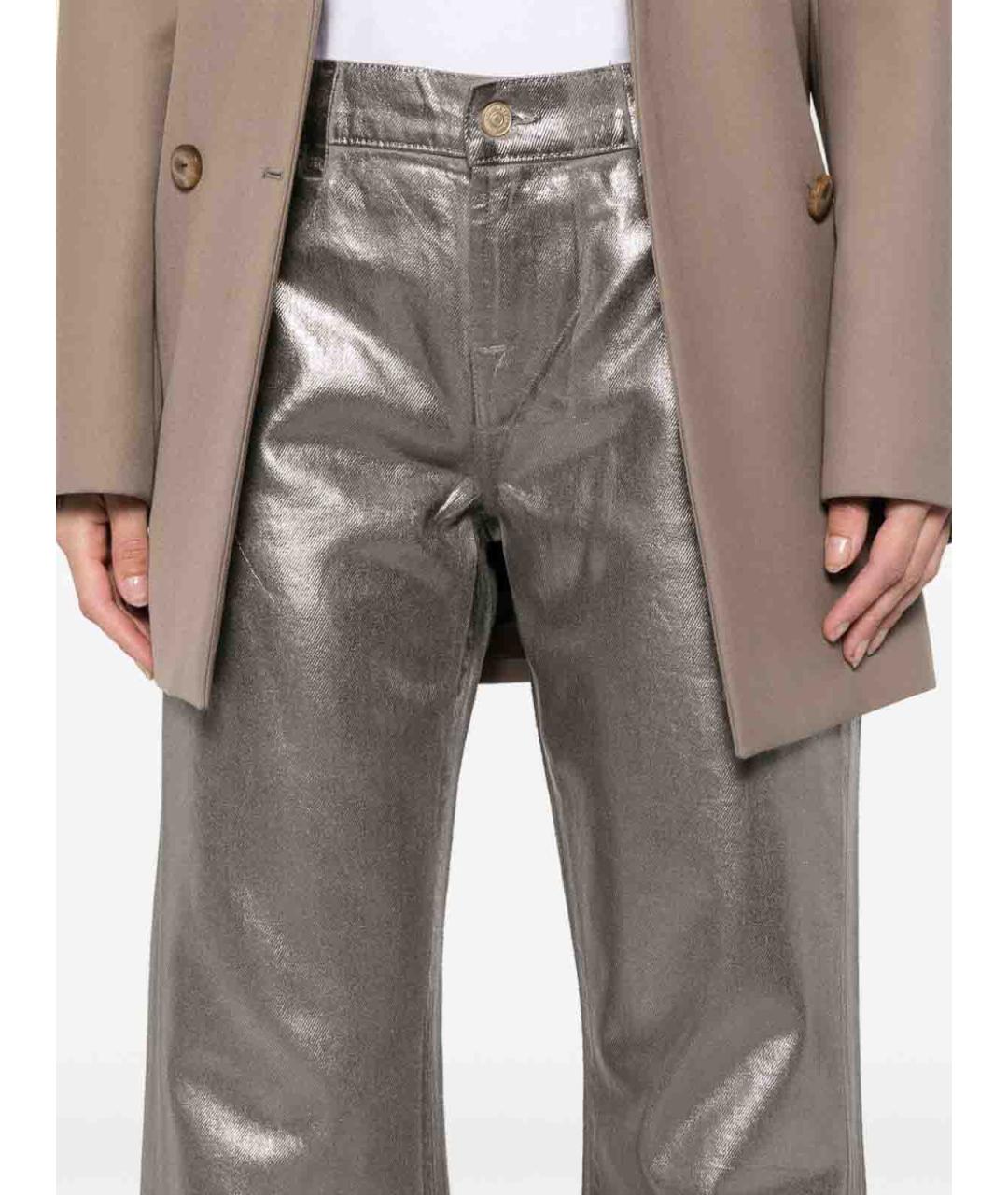 7 FOR ALL MANKIND Золотые хлопковые джинсы клеш, фото 3