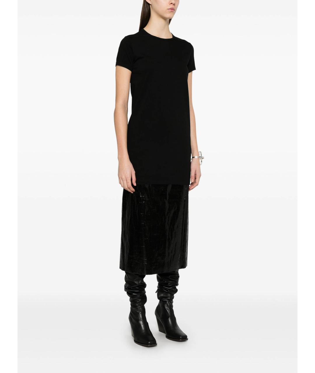 RICK OWENS Черная хлопковая футболка, фото 3