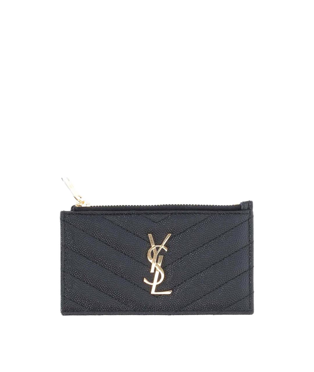 SAINT LAURENT Черный кожаный кошелек, фото 1
