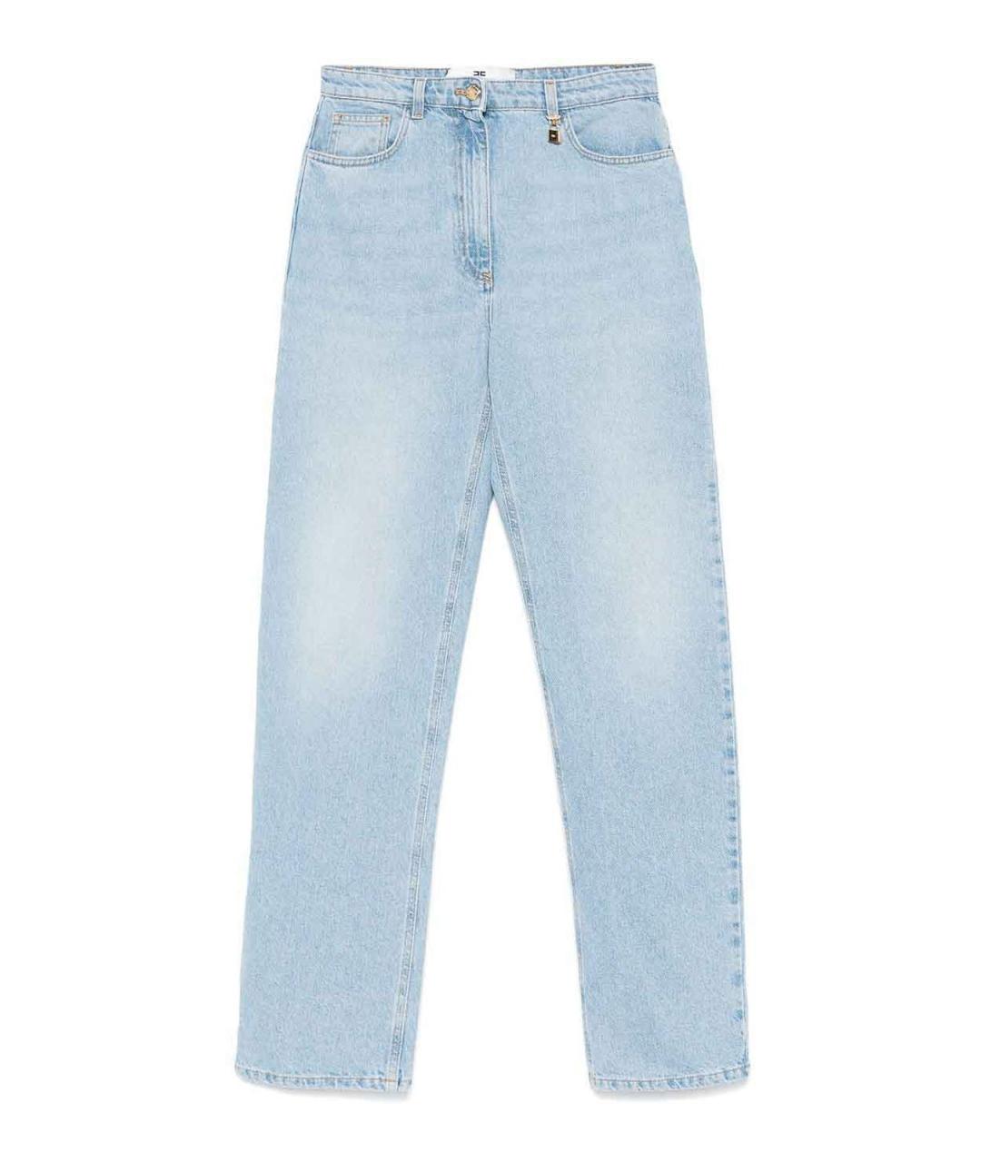 ELISABETTA FRANCHI Голубые хлопковые прямые джинсы, фото 1