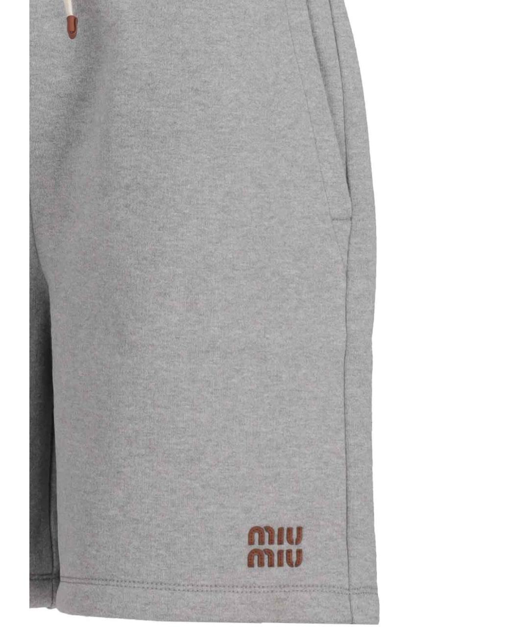 MIU MIU Серые хлопковые брюки широкие, фото 3
