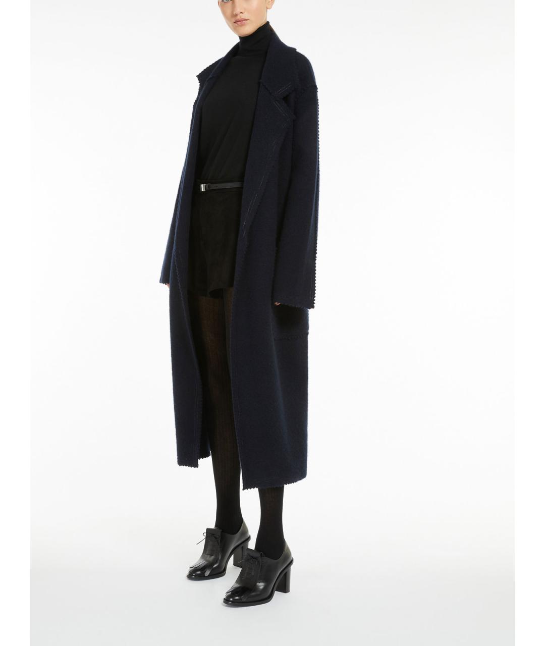 MAX MARA Темно-синее шерстяное пальто, фото 2