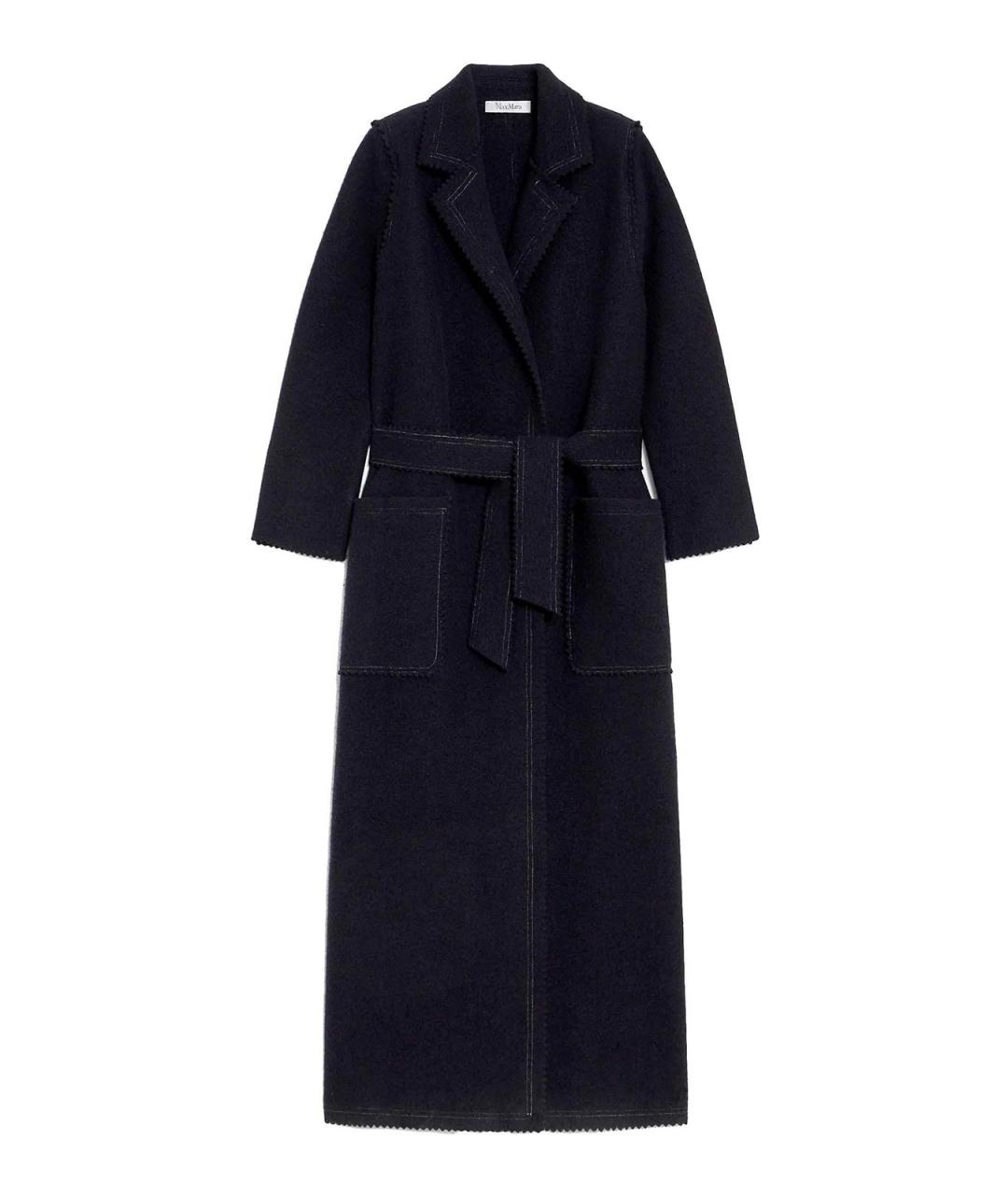 MAX MARA Темно-синее шерстяное пальто, фото 1