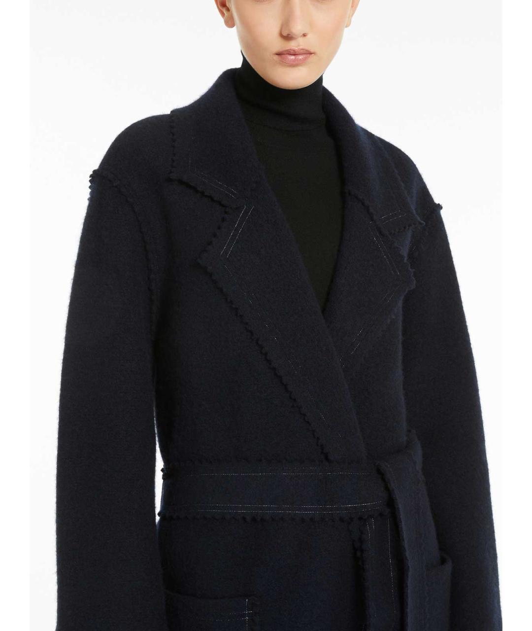 MAX MARA Темно-синее шерстяное пальто, фото 5