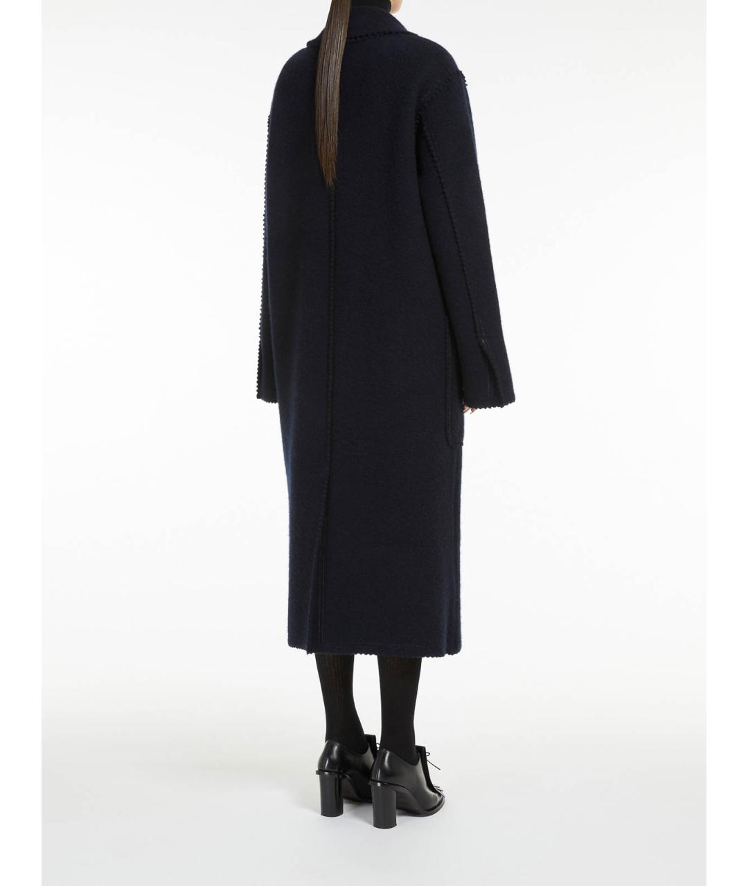 MAX MARA Темно-синее шерстяное пальто, фото 4