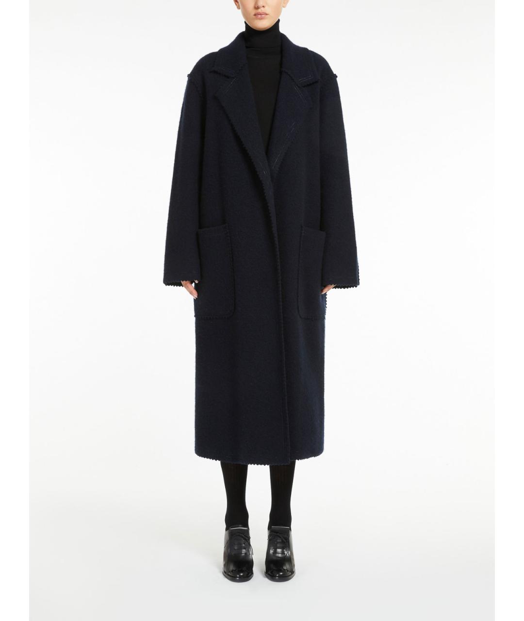 MAX MARA Темно-синее шерстяное пальто, фото 3