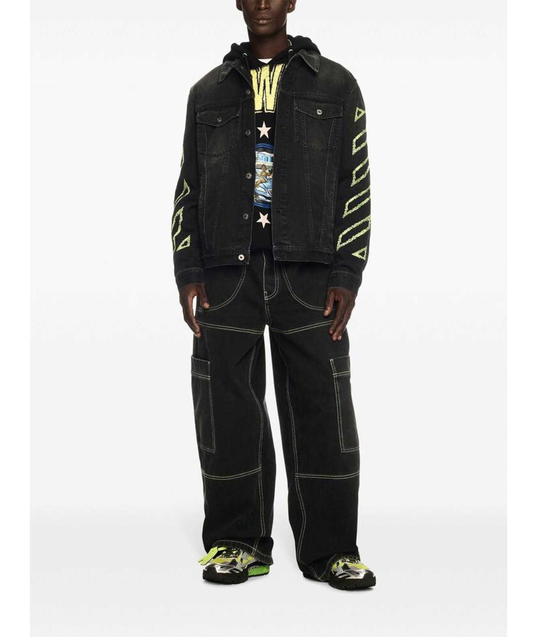 OFF-WHITE Черные хлопковые джинсы, фото 2