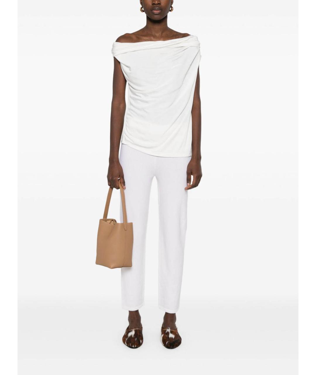MAX MARA Белые кашемировые брюки широкие, фото 2