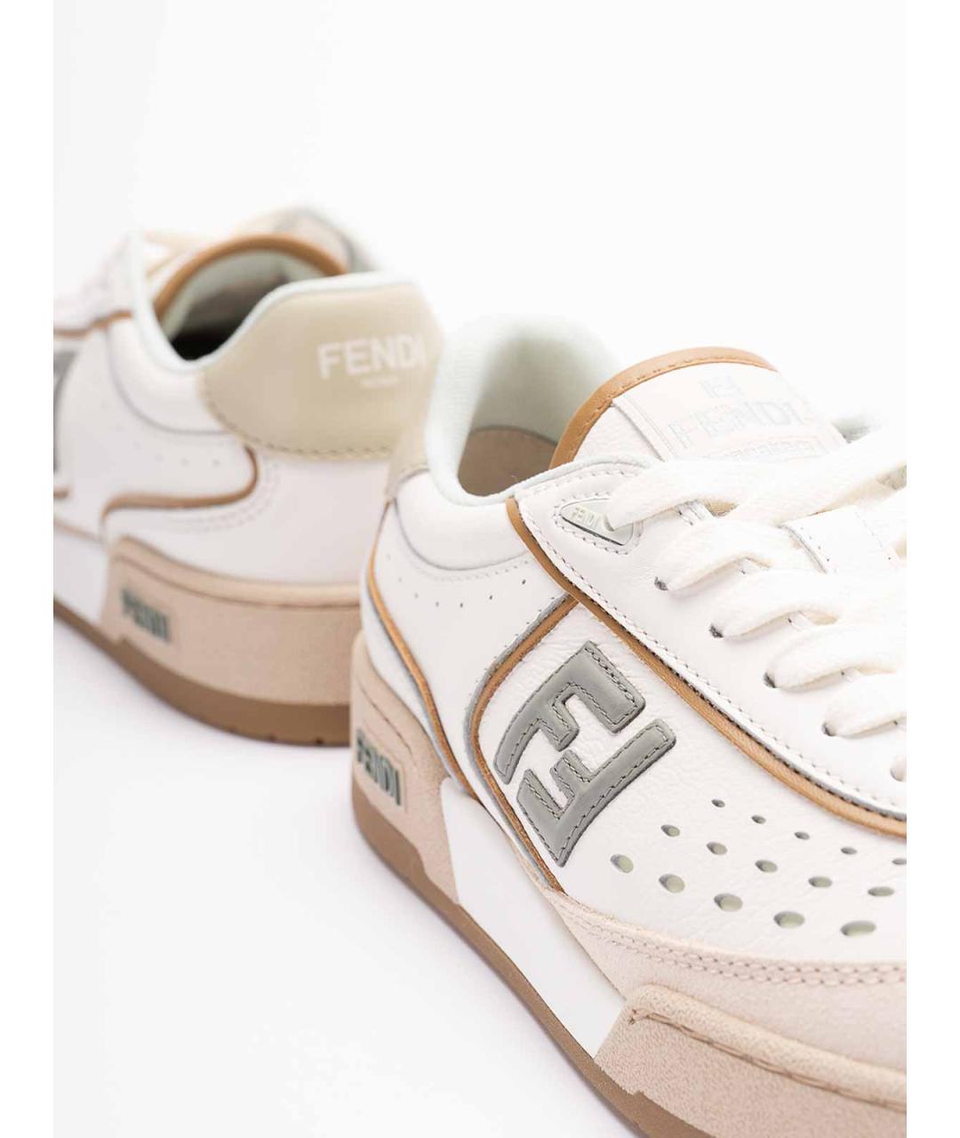 FENDI Белые кожаные кеды, фото 5