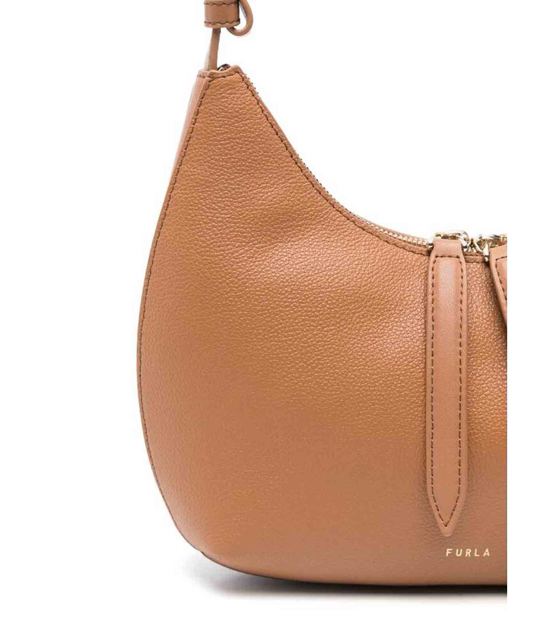 FURLA Бежевая кожаная сумка через плечо, фото 4