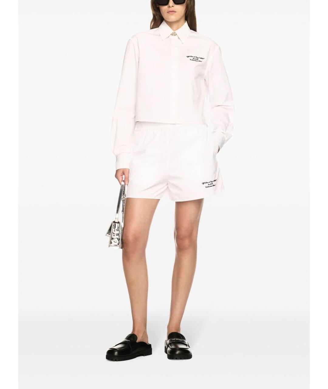 OFF-WHITE Белые хлопковые шорты, фото 4