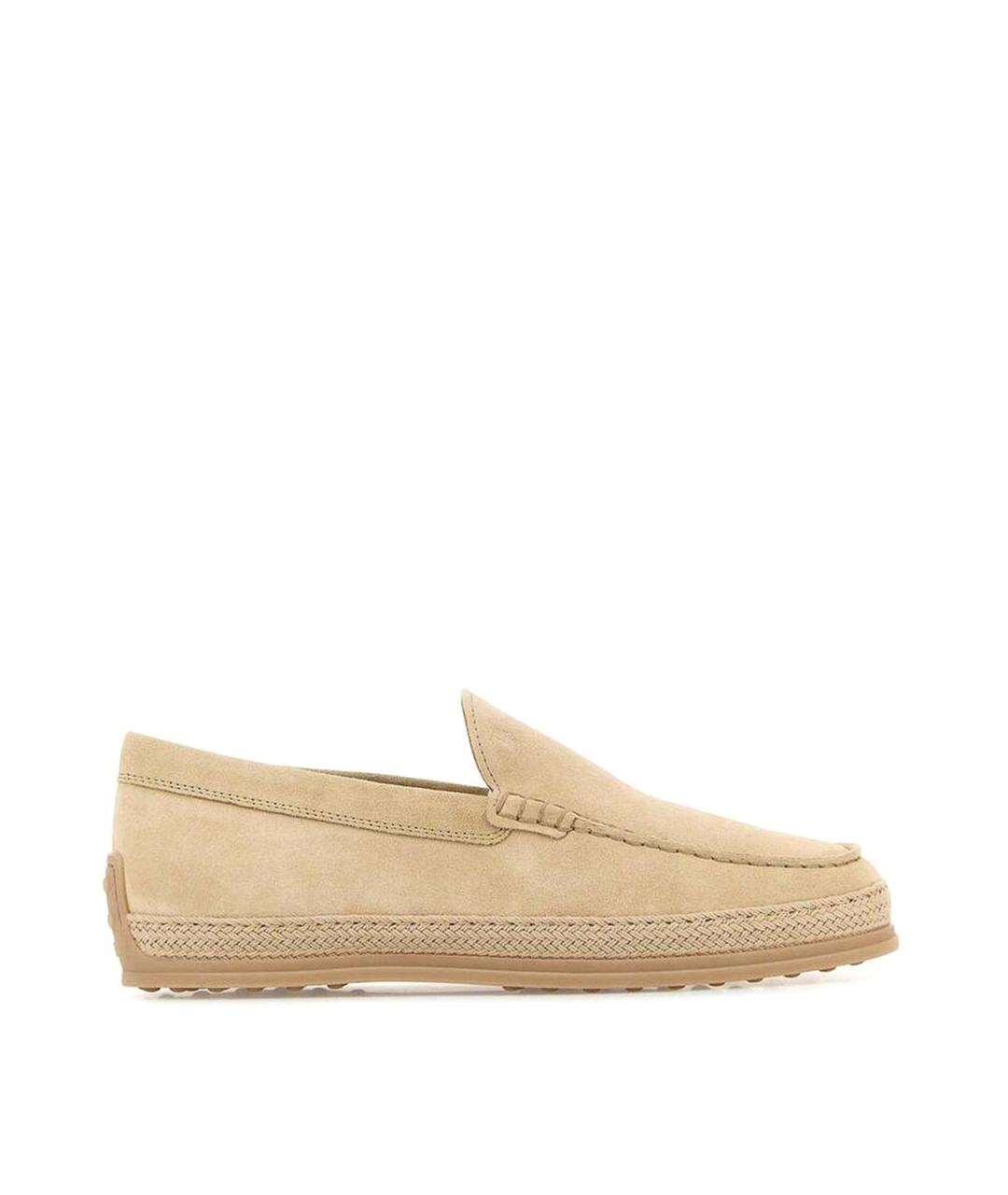 TOD'S Бежевые кожаные лоферы, фото 1