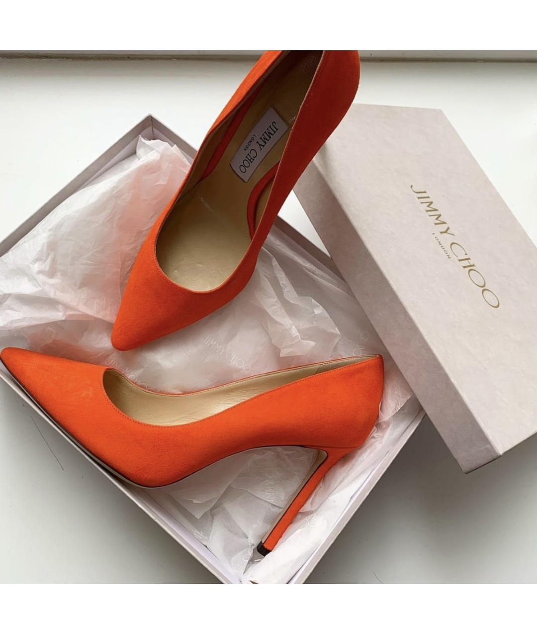 JIMMY CHOO Оранжевое замшевые туфли, фото 5