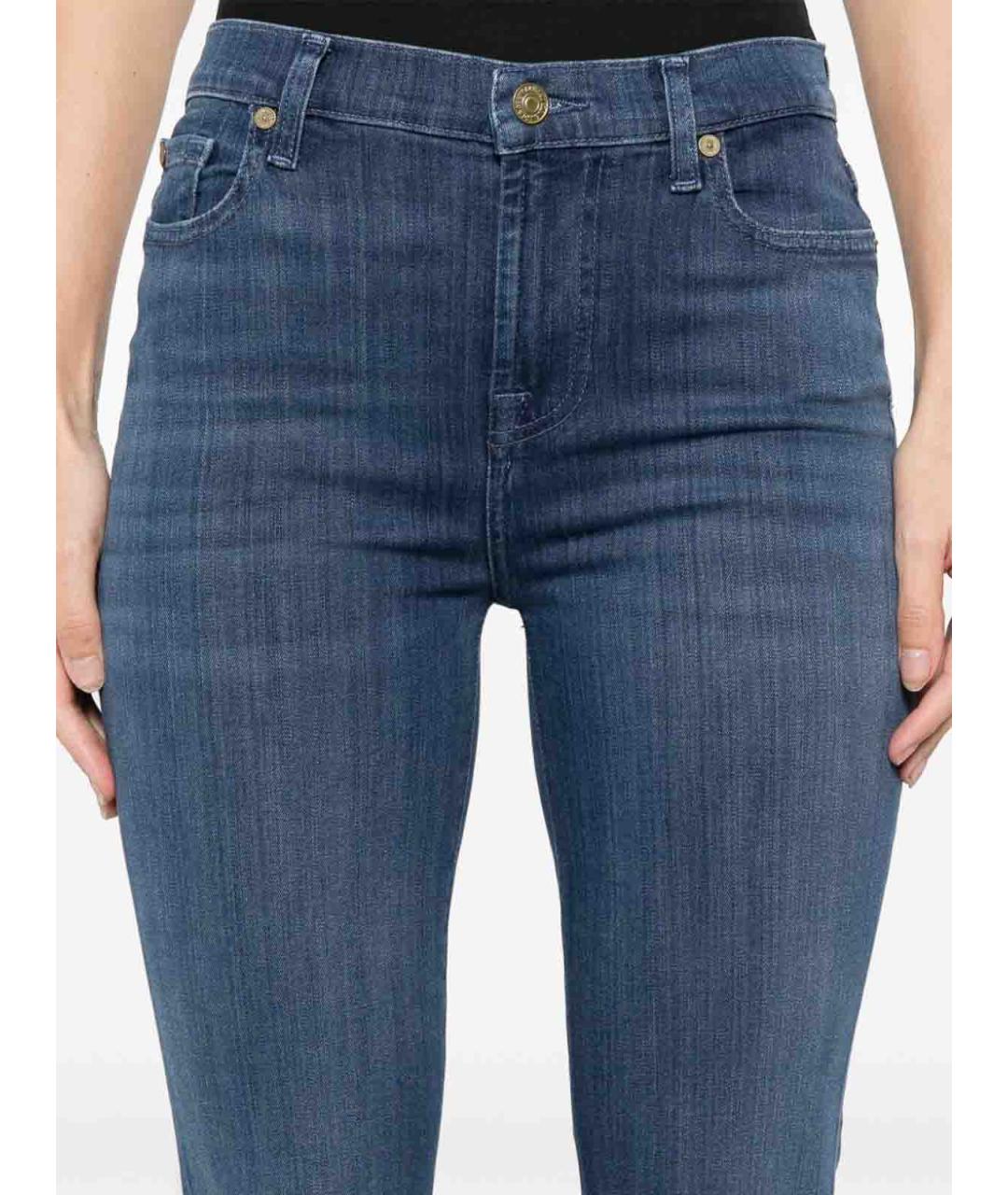 7 FOR ALL MANKIND Синие хлопковые джинсы клеш, фото 5