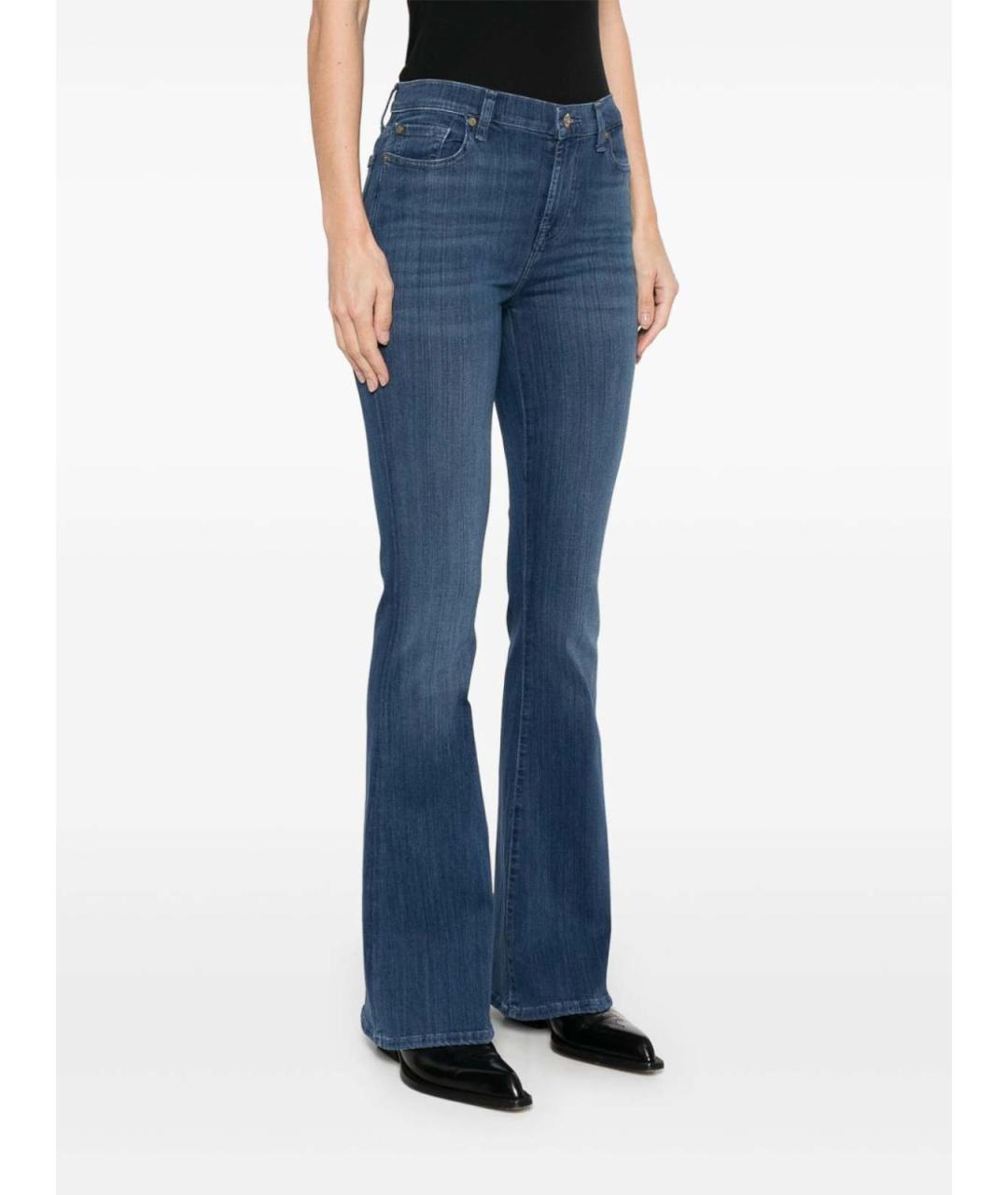 7 FOR ALL MANKIND Синие хлопковые джинсы клеш, фото 4