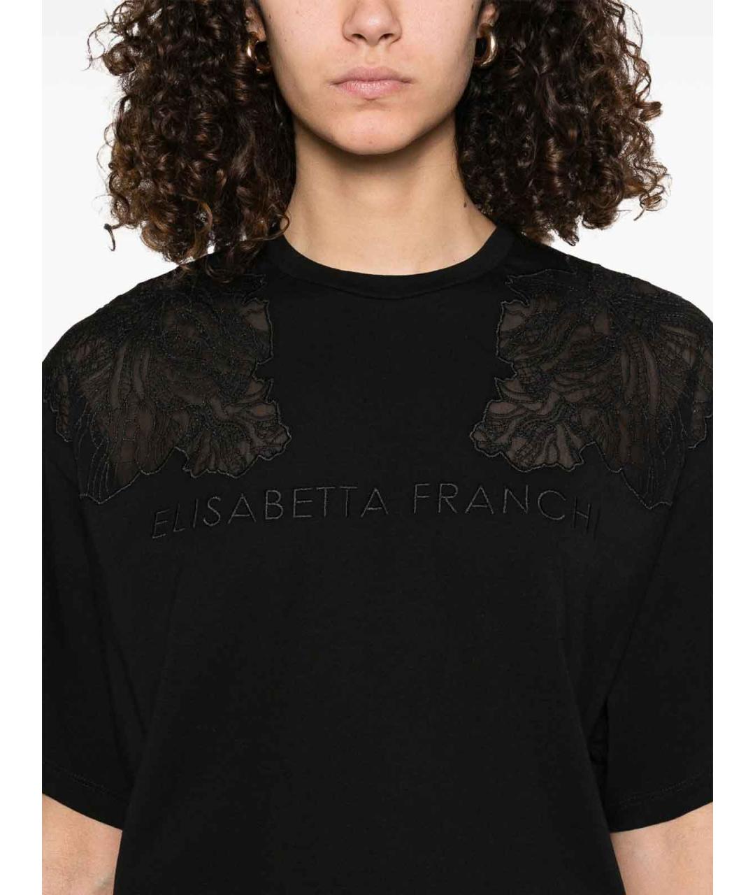 ELISABETTA FRANCHI Черная хлопковая футболка, фото 4
