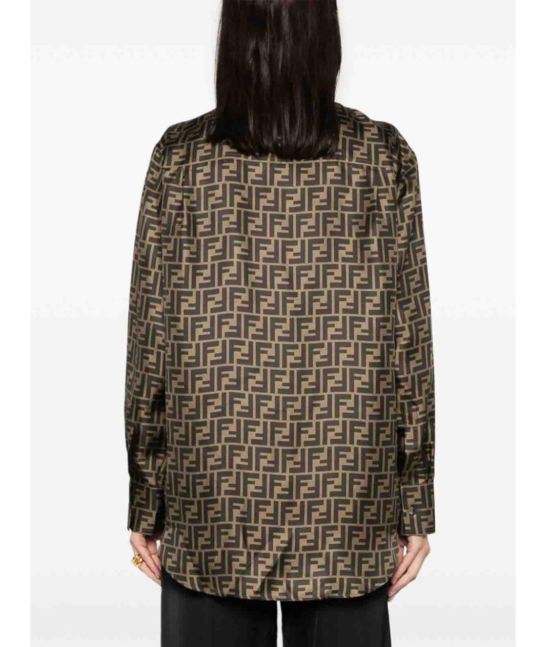 FENDI Коричневая шелковая рубашка, фото 5