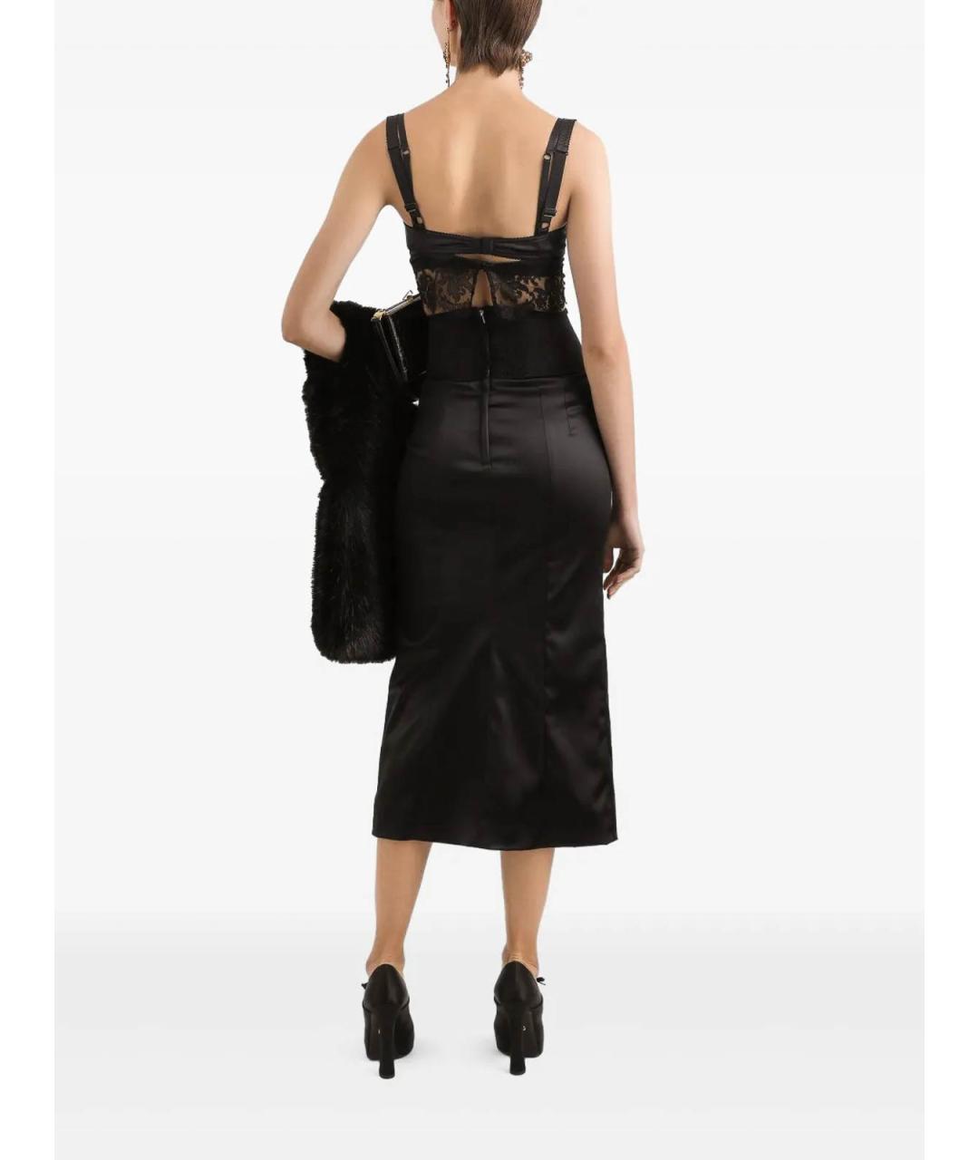 DOLCE&GABBANA Черная ацетатная юбка миди, фото 4