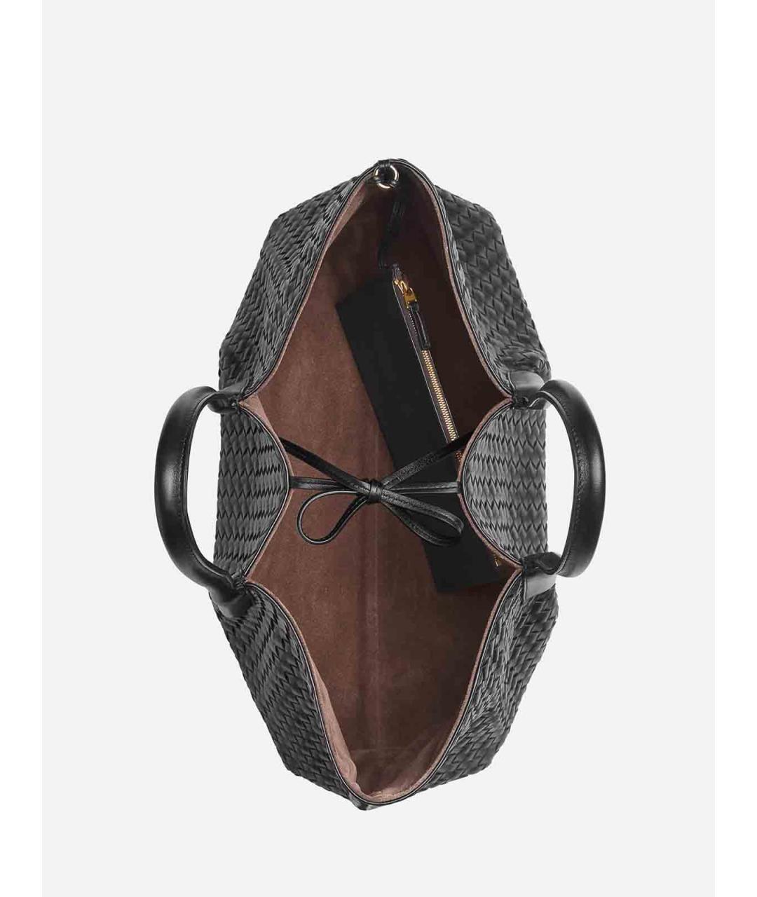 BOTTEGA VENETA Черная кожаная сумка тоут, фото 3